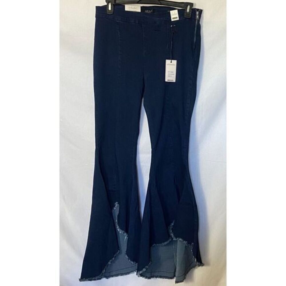 Judy Blue Jeans Womens 22W Super Flare Frayed Edge Side Zip High Waist Boho NWT